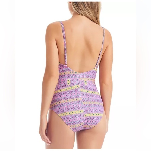 JESSICA SIMPSON Shine Bright Lace-up One Piece Swim Swimsuit swimwear M - Picture 3 of 9